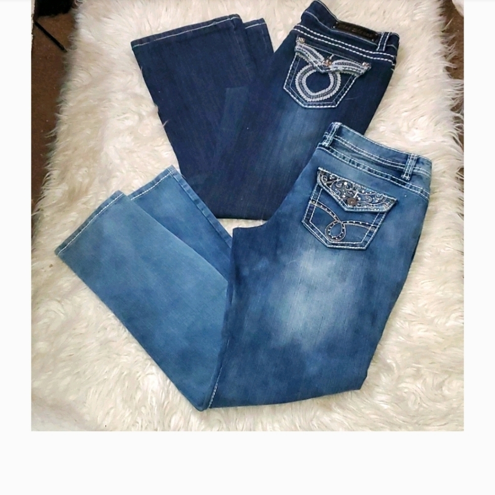 Bling and rhinestones stud jeans wide skinny leg